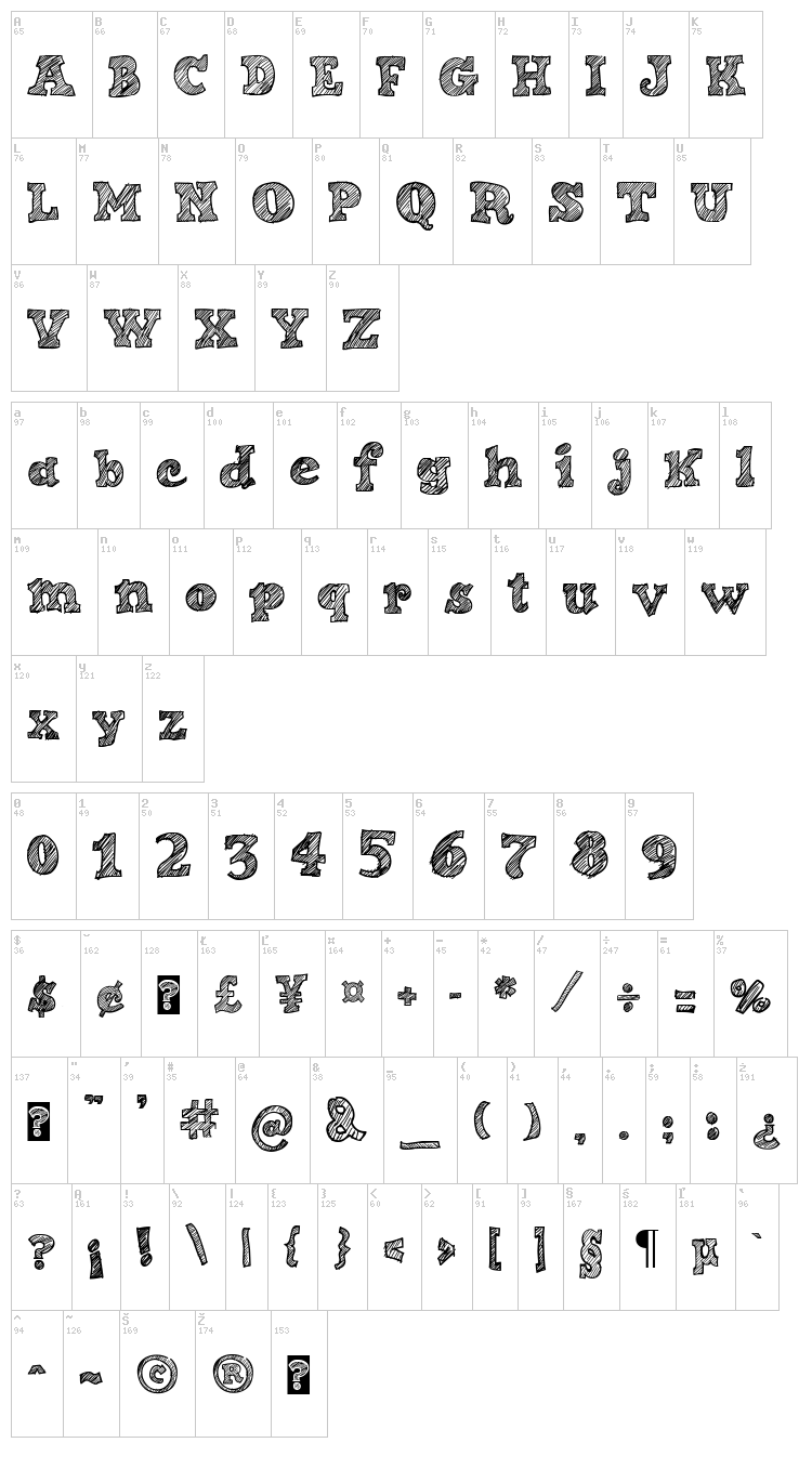 Sketch Nice font map